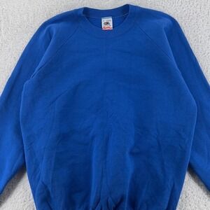 vintage 90s BLANK BLUE FRUIT OF THE LOOM CREWNECK SWEATSHIRT LARGE